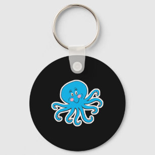 glücklicher blauer Oktopus Schlüsselanhänger