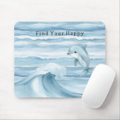 Glücklicher blauer Ozean Delfin Wellen Mousepad (Mit Mouse)