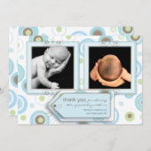 Glücklicher blauer Polka-Punkt danken Ihnen Dankeskarte (Vorne/Hinten)