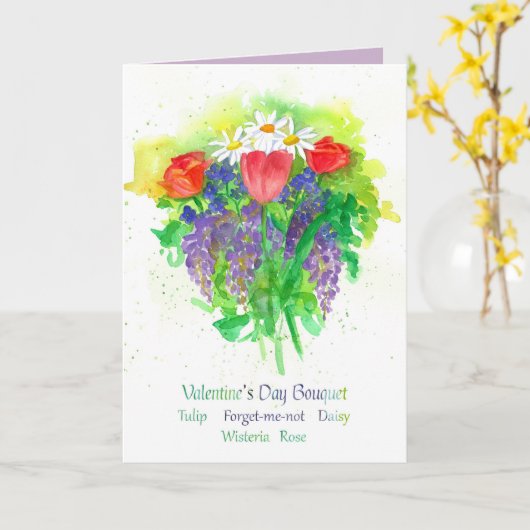 Glücklicher Blumen-Blumenstrauß des Valentines Karte (Gelbe Blume)