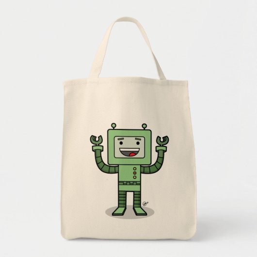 Glücklicher Bot - Lebensmittelgeschäft-Tasche Tragetasche (Vorne)