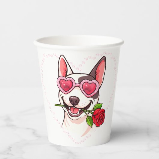 Glücklicher Bullterrier Pappbecher (Vorderseite)