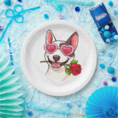 Glücklicher Bullterrier Pappteller (Party)