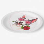Glücklicher Bullterrier Pappteller (Schrägansicht)