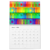 Glücklicher bunter Regenbogen färbt Typografie Kalender (Mär 2026)