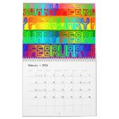 Glücklicher bunter Regenbogen färbt Typografie Kalender (Feb 2026)