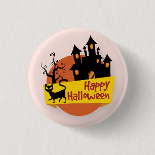 Glücklicher Button-Knopf Halloweens Spuk Haus-  Button