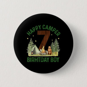 Glücklicher Camper 7 Waldcamng Jungen 7. Geburtsta Button