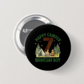 Glücklicher Camper 7 Waldcamng Jungen 7. Geburtsta Button (Vorne & Hinten)
