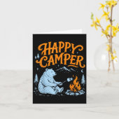 Glücklicher Camper-Bär, der Marshmallows röstet De Karte (Gelbe Blume)