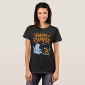 Glücklicher Camper-Bär röstet Marshmallows-Design T-Shirt (Vorne ganz)