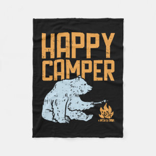 Glücklicher Camper Bär Urlaub Wandern Lager Lagerf Fleecedecke