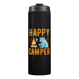 Glücklicher Camper-Bär - Urlaub Wandern Lagerfeuer Thermosbecher
