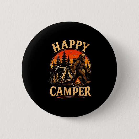 Glücklicher Camper Bigfoot Sasquatch Outdoor-Abent Button (Vorderseite)