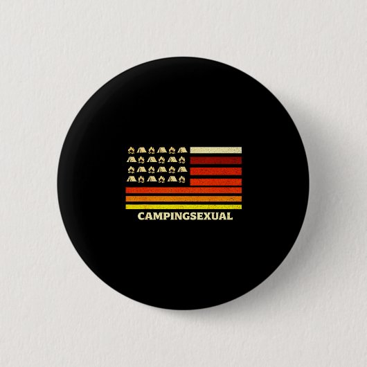 Glücklicher Camper Camping-Leben Retro-Flagge Zelt Button (Vorderseite)