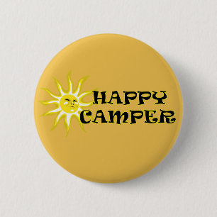 Glücklicher Camper-Camping Sonnenschein-Button Button