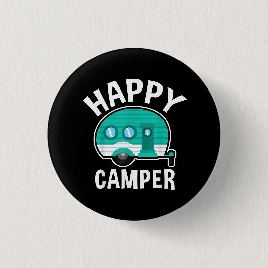 Glücklicher Camper Campingwagen Wohnwagen Lustiger Button (Vorderseite)