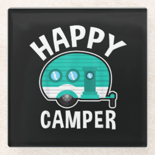 Glücklicher Camper Campingwagen Wohnwagen Lustiger Glasuntersetzer