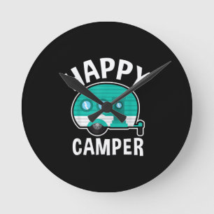 Glücklicher Camper Campingwagen Wohnwagen Lustiger Runde Wanduhr