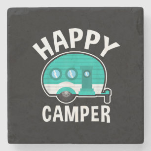 Glücklicher Camper Campingwagen Wohnwagen Lustiger Steinuntersetzer