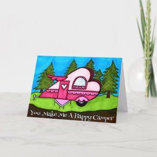 Glücklicher Camper Herzförmige Camper Valentinstag Karte