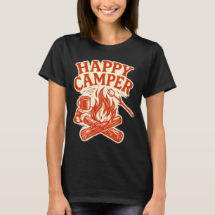 Glücklicher Camper Lagerfeuer Vintage Camping Kaff T-Shirt
