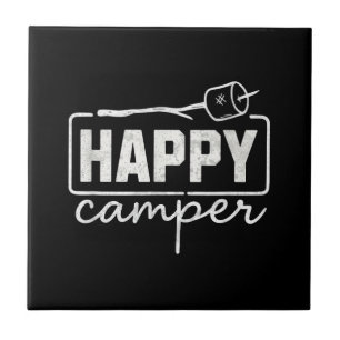 Glücklicher Camper Marshmallow Lustiger Wandern Ca Fliese