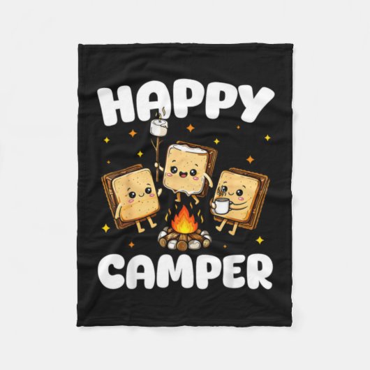 Glücklicher Camper Marshmallow Lustiges Camping Mä Fleecedecke (Vorderseite)