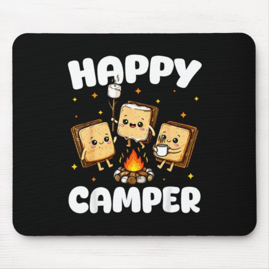Glücklicher Camper Marshmallow Lustiges Camping Mä Mousepad (Vorne)