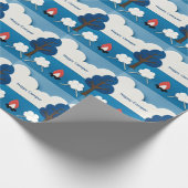 Glücklicher Camper mit individuellem Text mit Feue Geschenkpapier (Ecke)