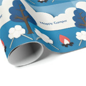 Glücklicher Camper mit individuellem Text mit Feue Geschenkpapier (Rolleneckpunkt)