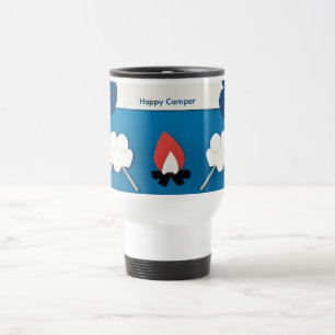 Glücklicher Camper mit individuellem Text mit Feue Reisebecher