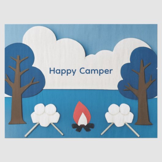 Glücklicher Camper mit individuellem Text mit Feue Seidenpapier (Vorderseite)