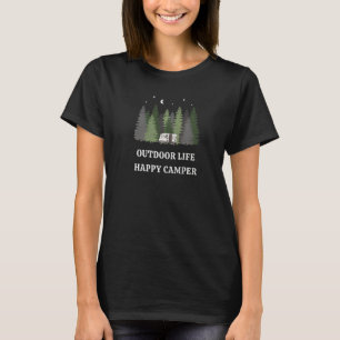 Glücklicher Camper Outdoor-Leben Wald Bäume Campin T-Shirt