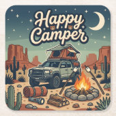 Glücklicher Camper Rechteckiger Pappuntersetzer (Vorderseite)