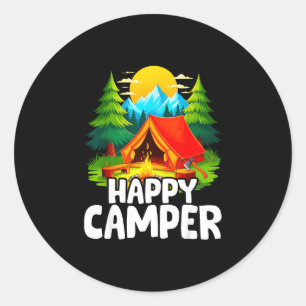 Glücklicher Camper Retro-Sommercamp Camping-Trip Runder Aufkleber