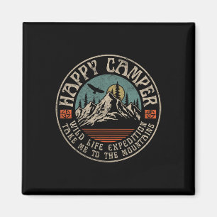 Glücklicher Camper Retro Vintage Camping Wandern B Magnet