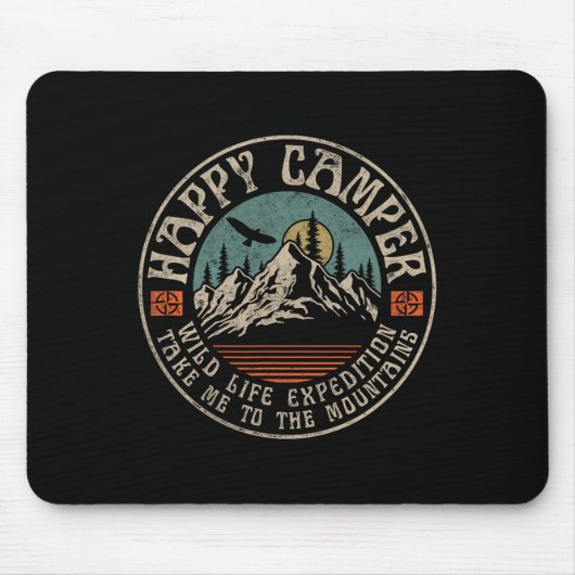 Glücklicher Camper Retro Vintage Camping Wandern B Mousepad (Vorne)