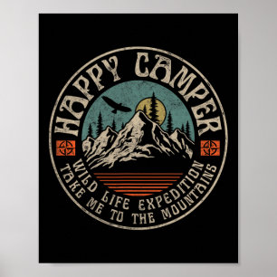Glücklicher Camper Retro Vintage Camping Wandern B Poster