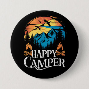 Glücklicher Camper Retro Vintage passender Camping Button