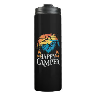 Glücklicher Camper Retro Vintage passender Camping Thermosbecher