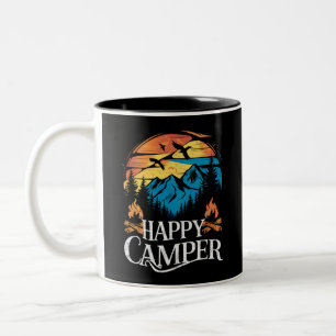Glücklicher Camper Retro Vintage passendes Camping Zweifarbige Tasse