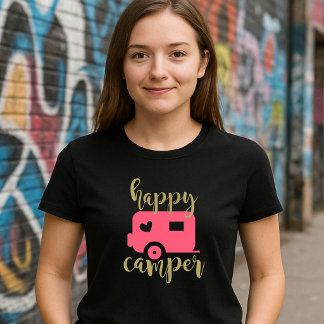 Glücklicher Camper - Rosa Herz Camper T-Shirt