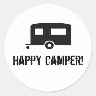 Glücklicher Camper! Runder Aufkleber
