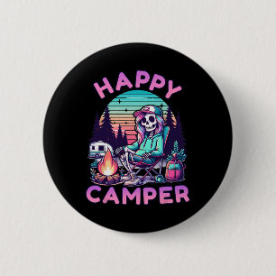 Glücklicher Camper Skelett Camping Lustiger Sommer Button