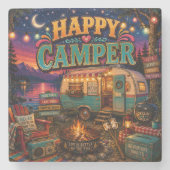 Glücklicher Camper Steinuntersetzer (Vorderseite)