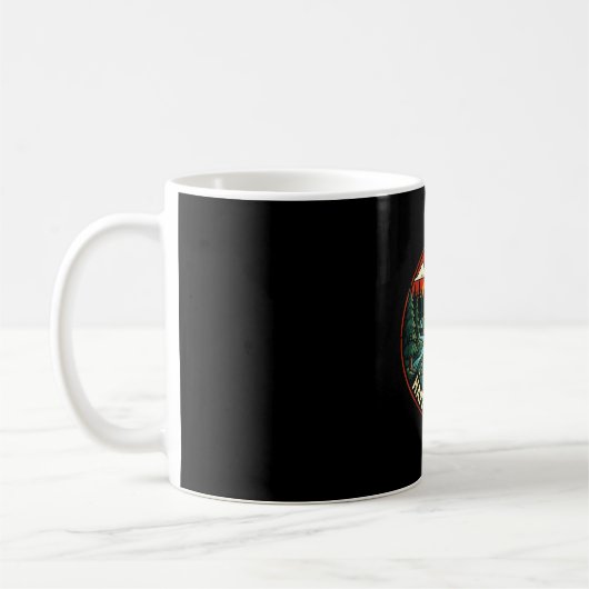 Glücklicher Camper sucht Abenteuer Camping Lagerfe Kaffeetasse (Links)