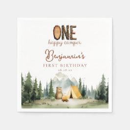 Glücklicher Camper Teddy Bär 1. Geburtstag Serviette