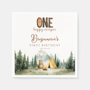 Glücklicher Camper Teddy Bär 1. Geburtstag Serviette