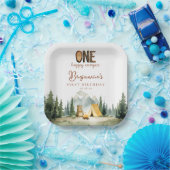 Glücklicher Camper-Teddybär 1. Geburtstag Pappteller (Party)